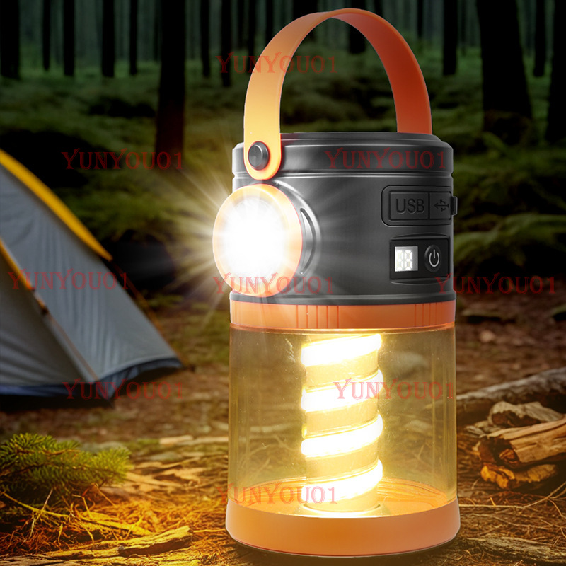 Outdoor Power Source - ไฟแคมป์ปิ้งพลังงานแสงอาทิตย์แบบพกพาข้ามพรมแดน พร้อมหน้าจอแสดงพลังงาน ไฟอเนกประสงค์สำหรับใช้งานกลางแจ้ง ไฟสำหรับเต็นท์ แหล่งกำเนิดแสงหลายแหล่ง