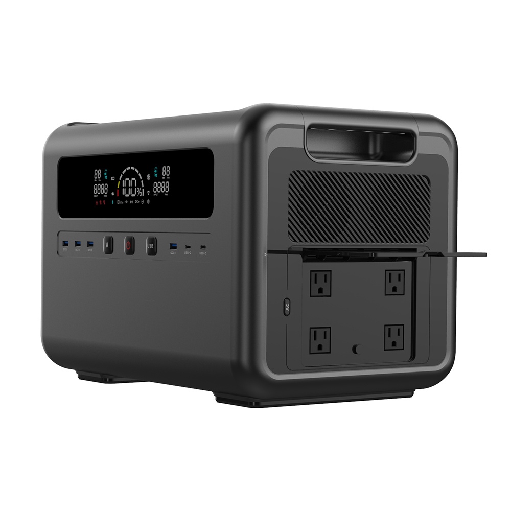 Power Outdoor - เครื่องกำเนิดพลังงานแสงอาทิตย์ 2400W, สถานีพลังงานแบบพกพาความจุขนาดใหญ่สำหรับสำรองไฟบ้าน ตั้งแคมป์กลางแจ้ง และกรณีฉุกเฉิน