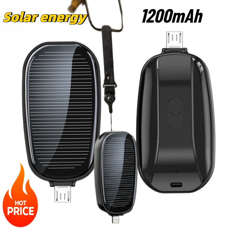Outdoor Usb Power Adapter - พาวเวอร์แบงค์พลังงานแสงอาทิตย์ขนาดเล็ก 1200mAh แบบพกพา ใช้เป็นพวงกุญแจ ชาร์จเร็ว สำหรับใช้งานกลางแจ้ง