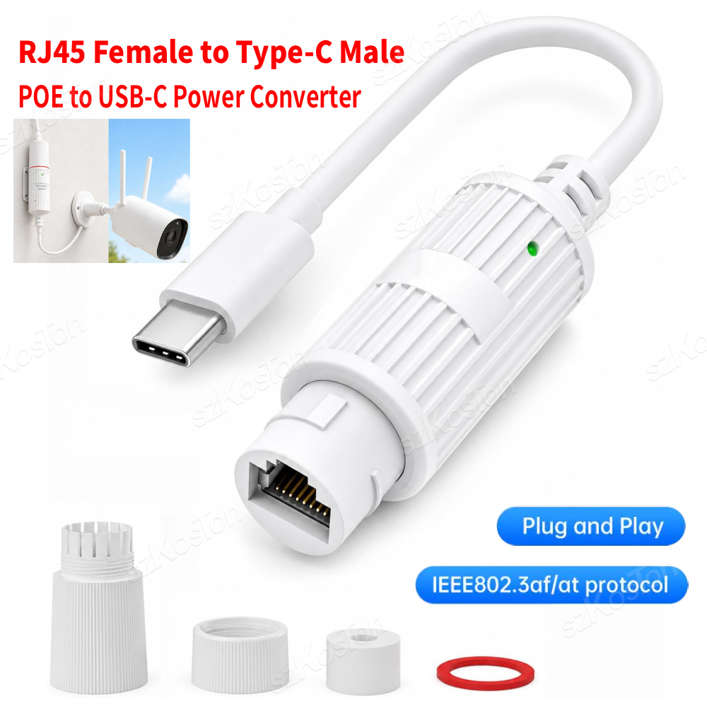Outdoor Usb Power Adapter - ตัวแปลงไฟ POE เป็น USB-C อะแดปเตอร์ชาร์จ RJ45