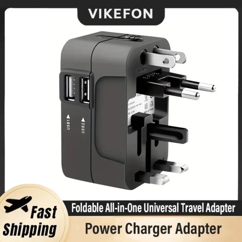 Outdoor Usb Power Adapter - อะแดปเตอร์แปลงไฟแบบพับได้อเนกประสงค์สำหรับเดินทาง รองรับปลั๊ก EU UK US AU