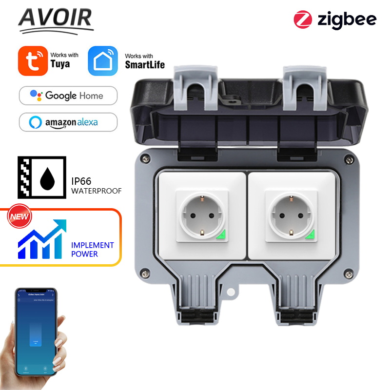 Outdoor Usb Power Adapter - Avoir Tuya Zigbee ซ็อกเก็ตไฟฟ้า IP66 กันน้ํากลางแจ้ง