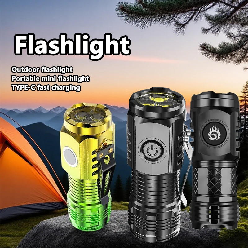 Outdoor Power Supply - ไฟฉาย LED ขนาดเล็กสุดสว่างแบบชาร์จไฟได้ ไฟฉายตกปลา โคมไฟพลังสูงสำหรับกิจกรรมกลางแจ้ง แคมป์ปิ้ง