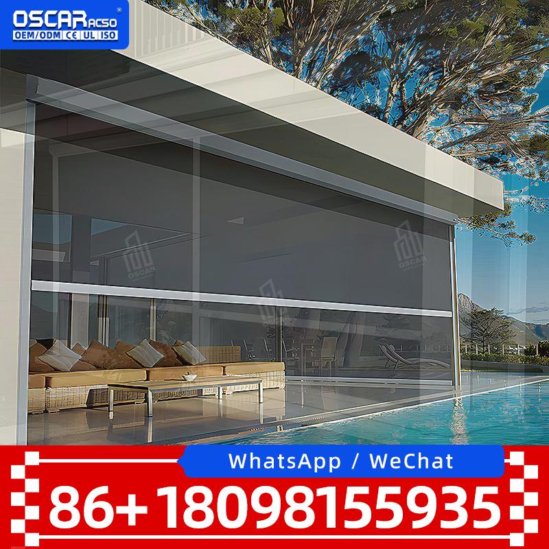 ศาลาพักผ่อนกลางแจ้งสีขาวทำจากอ - Outdoor Power Roller Shades บทวิจารณ์และราคา